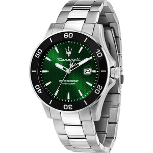 Maserati Competizione Green Dial Silver Steel Strap Watch for Men - R8853100038 Authentic Buy Shop Now