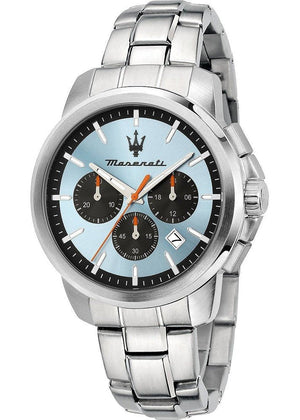 Maserati Successo Chronograph Ice Blue Dial Silver Steel Strap Watch for Men - R8873621044 Authentic Buy Shop Now