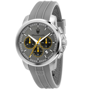 Maserati Successo Chronograph Grey Dial Grey Rubber Strap Watch for Men - R8871621043 Authentic Buy Shop Now