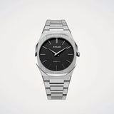 D1 Milano Ultra Thin Matte Black Dial Silver Steel Strap Watch for Men - D1-UTBJ40 Authentic Buy Shop Now