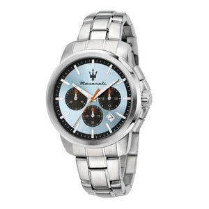 Maserati Successo Chronograph Ice Blue Dial Silver Steel Strap Watch for Men - R8873621044 Authentic Buy Shop Now