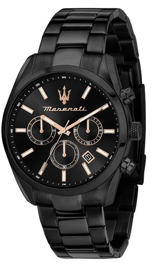 Maserati Attrazione Chronograph Black Dial Black Steel Strap Watch for Men - R8853151009 Authentic Buy Shop Now