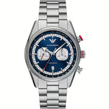 Emporio Armani Racer Chronograph Blue Dial Silver Steel Strap Watch for Men - AR11676 Authentic Buy Shop Now