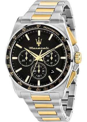 Maserati Velocità Chronograph Black Dial Two Tone Steel Strap Watch for Men - R8873652003 Authentic Buy Shop Now