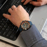 Hugo Boss Runner Chronograph Blue Dial Blue Silicone Strap Watch for Men - 1514142 Authentic Buy Shop Now