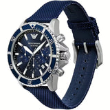 Emporio Armani World Explorer Chronograph Blue Dial Blue Nylon Strap Watch for Men - AR11588 Authentic Buy Shop Now