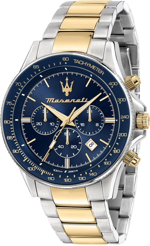 Maserati SFIDA Limited Edition Chronograph Blue Dial Two Tone Steel Strap Watch for Men - R8873640017 Authentic Buy Shop Now
