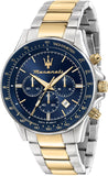 Maserati SFIDA Limited Edition Chronograph Blue Dial Two Tone Steel Strap Watch for Men - R8873640017 Authentic Buy Shop Now