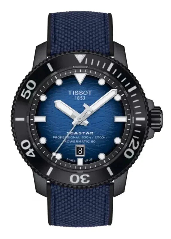 Tissot Seastar 2000 Professional Powermatic 80 Blue Dial Blue Nylon Strap Watch for Men - T120.607.37.041.00 Authentic Buy Shop Now