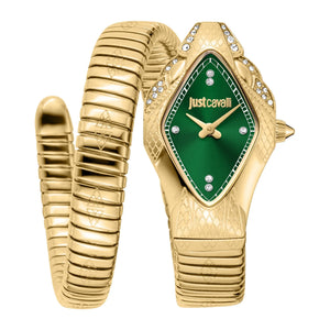 Just Cavalli Cristallo Green Dial Gold Steel Strap Watch for Women - JC1L307M0035 Authentic Buy Shop Now