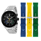Maserati Traguardo Chronograph Black Dial Silver Steel Strap Watch for Men - R8873612061 Authentic Buy Shop Now