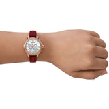 Emporio Armani Mia Mother of Pearl Dial Red Leather Strap Watch for Women - AR11646 Authentic Buy Shop Now