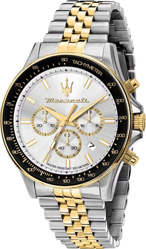 Maserati SFIDA Chronograph Silver Dial Two Tone Steel Strap Watch for Men - R8873640024 Authentic Buy Shop Now