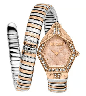 Just Cavalli Ornato Pink Dial Two Tone Steel Strap Watch for Women - JC1L303M0065 Authentic Buy Shop Now