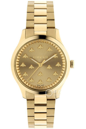 Gucci G Timeless 18K Gold Dial Gold Steel Strap Watch for Women - YA1265036 Authentic Buy Shop Now