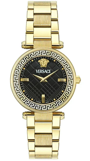 Versace Reve Analog Black Dial Gold Steel Strap Watch for Women - VE8B00624 Authentic Buy Shop Now