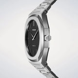D1 Milano Ultra Thin Matte Black Dial Silver Steel Strap Watch for Men - D1-UTBJ40 Authentic Buy Shop Now