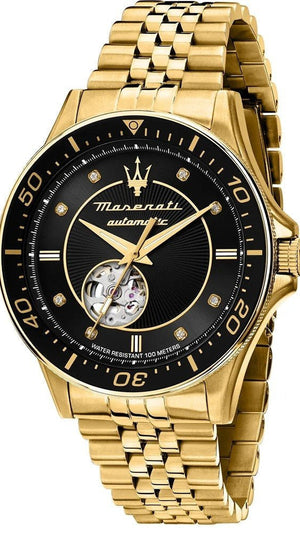 Maserati SFIDA Special Edition Automatic Black Dial Gold Steel Strap Watch for Men - R8823140012 Authentic Buy Shop Now