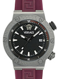 Versace Greca Logo Diver Quartz Black Dial Purple Rubber Strap Watch for Men - VE8G00224 Authentic Buy Shop Now