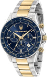Maserati SFIDA Limited Edition Chronograph Blue Dial Two Tone Steel Strap Watch for Men - R8873640017 Authentic Buy Shop Now
