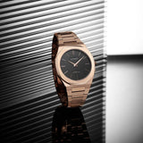 D1 Milano Ultra Thin Black Dial Gold Steel Strap Watch for Men - D1-UTBJ16 Authentic Buy Shop Now