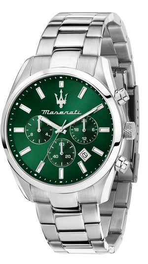 Maserati Attrazione Chronograph Green Dial Silver Steel Strap Watch for Men - R8853151011 Authentic Buy Shop Now