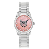 Gucci G Timeless Diamonds Pink Mother of Pearl Dial Silver Steel Strap Watch for Women - YA1265025 Authentic Buy Shop Now