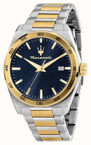 Maserati Velocità Date Blue Dial Two Tone Steel Strap Watch for Men - R8853152001 Authentic Buy Shop Now