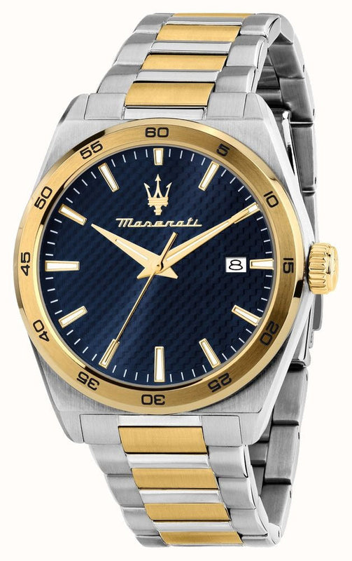 Maserati Velocità Date Blue Dial Two Tone Steel Strap Watch for Men - R8853152001 Authentic Buy Shop Now