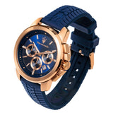 Maserati Successo Chronograph Blue Dial Blue Silicone Strap Watch for Men - R8871621034 Authentic Buy Shop Now