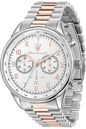 Maserati Tradizione Chronograph White Dial Two Tone Steel Strap Watch for Men - R8873646002 Authentic Buy Shop Now