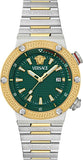Versace Greca Logo Diver Quartz Green Dial Two Tone Steel Strap Watch for Men - VE8G00524 Authentic Buy Shop Now