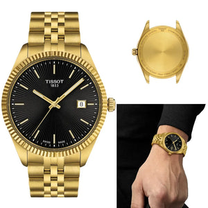 Tissot Ballade Quartz Black Dial Gold Steel Strap Watch for Men - T156.410.33.051.00 Authentic Buy Shop Now