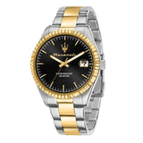 Maserati Competizione Black Dial Two Tone Steel Strap Watch for Men - R8853100042 Authentic Buy Shop Now