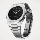 D1 Milano Ultra Thin Matte Black Dial Silver Steel Strap Watch for Men - D1-UTBJ40 Authentic Buy Shop Now