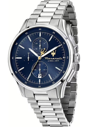 Maserati Sorpasso Chronograph Blue Dial Silver Steel Strap Watch for Men - R8873624004 Authentic Buy Shop Now