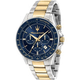 Maserati SFIDA Limited Edition Chronograph Blue Dial Two Tone Steel Strap Watch for Men - R8873640017 Authentic Buy Shop Now