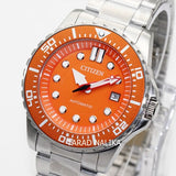 Citizen Mechanical Automatic Orange Dial Silver Steel Strap Watch for Men - NJ0128-80X Authentic Buy Shop Now