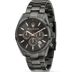 Maserati Attrazione Chronograph Black Dial Black Steel Strap Watch for Men - R8853151001 Authentic Buy Shop Now