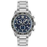 Versace Greca Dome Chronograph Blue Dial Silver Steel Strap Watch for Men - VE6K00323 Authentic Buy Shop Now