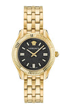 Versace V-Code Quartz Black Dial Gold Steel Strap Watch for Women - VE8I00724 Authentic Buy Shop Now