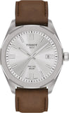 Tissot PRC 100 Solar Quartz Silver Dial Brown Leather Strap Watch for Men - T151.422.16.031.00 Authentic Buy Shop Now