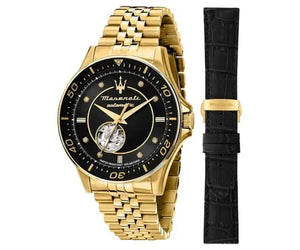 Maserati SFIDA Special Edition Automatic Black Dial Gold Steel Strap Watch for Men - R8823140012 Authentic Buy Shop Now