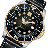 Citizen Mechanical Automatic Black Dial Black Leather Strap Watch for Men - NJ0176-10E Authentic Buy Shop Now