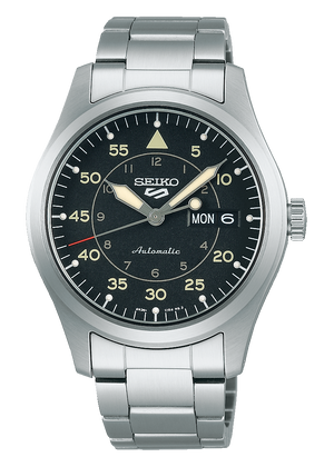 Seiko 5 Sports Flieger Automatic Black Dial Silver Steel Strap Watch for Men - SRPH27K1 Authentic Buy Shop Now