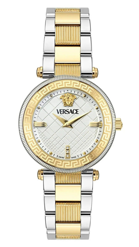 Versace Reve Analog White Dial Two Tone Steel Strap Watch for Women - VE8B00724 Authentic Buy Shop Now
