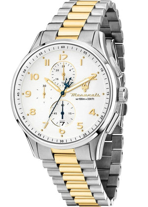 Maserati Sorpasso Chronograph White Dial Two Tone Steel Strap Watch for Men - R8873624003 Authentic Buy Shop Now