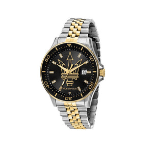 Maserati SFIDA Black Dial Two Tone Steel Strap Watch for Men - R8853140009 Authentic Buy Shop Now