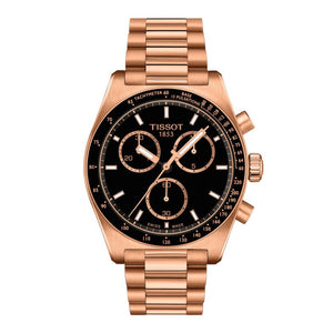 Tissot PRS 516 Chronograph Black Dial Rose Gold Steel Strap Watch for Men - T149.417.33.051.00 Authentic Buy Shop Now