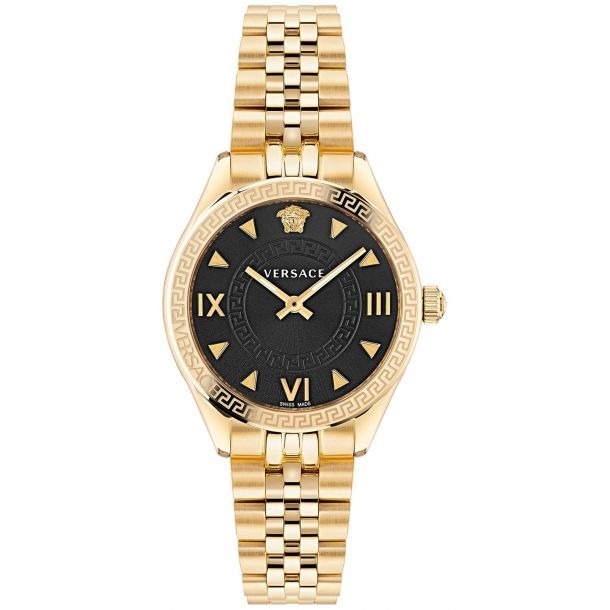 Versace Hellenyium Quartz Black Dial Gold Steel Strap Watch for Women - VE2S00622 Authentic Buy Shop Now